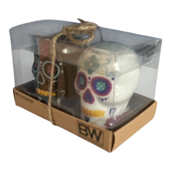 Boston Warehouse Day of the Dead Sugar Skull Salt & Pepper Shaker Set – Ceramic - Picture 3 of 5